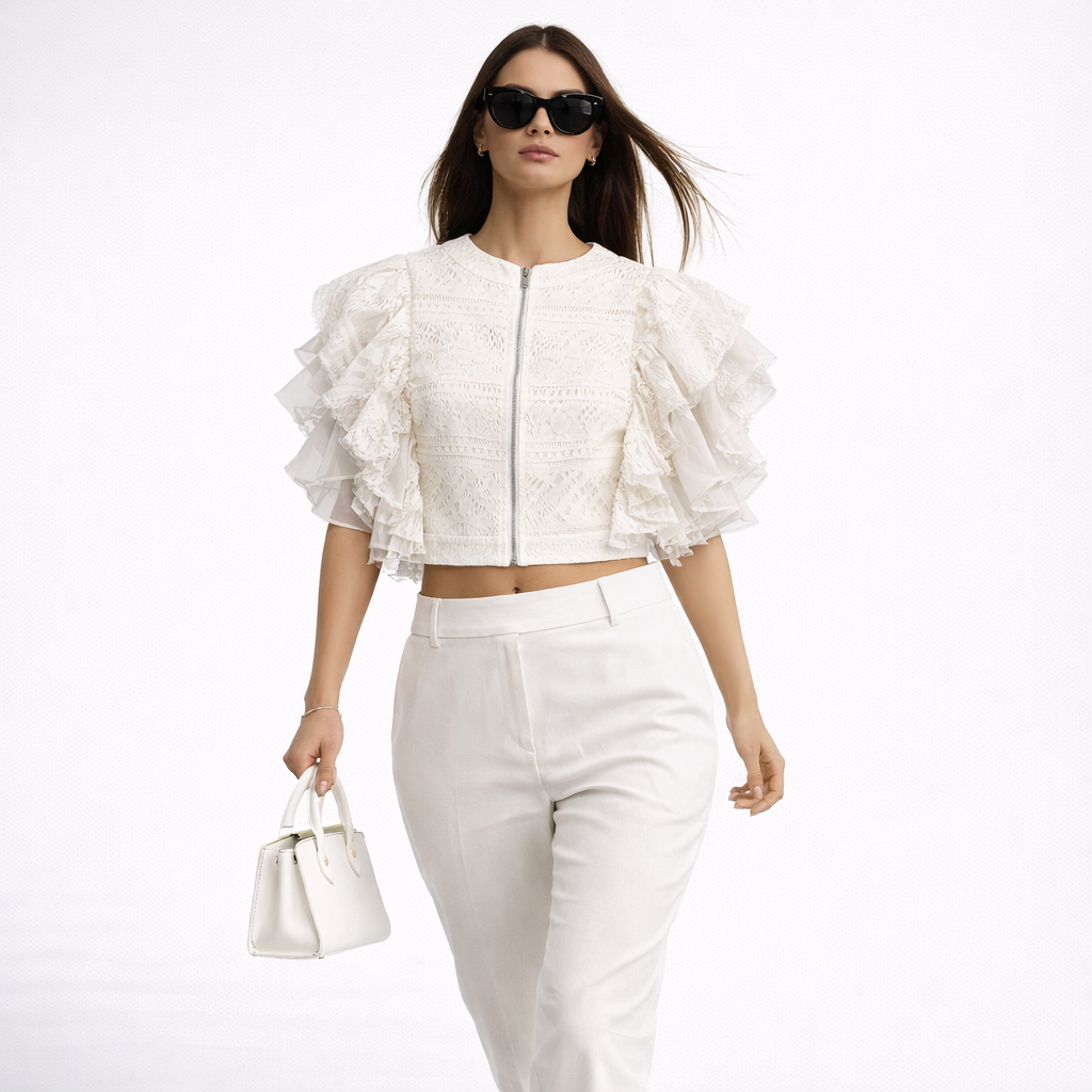 White Lace Crop Top