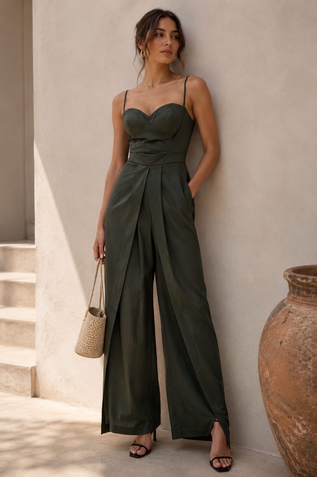 SAGE LUXE OLIVE GREEN JUMPSUIT