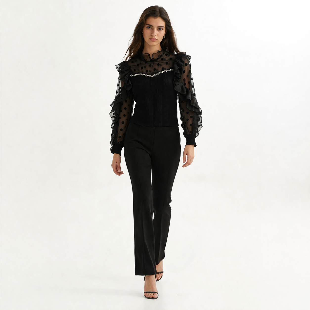 Sheer Polka Dot Sleeve Top