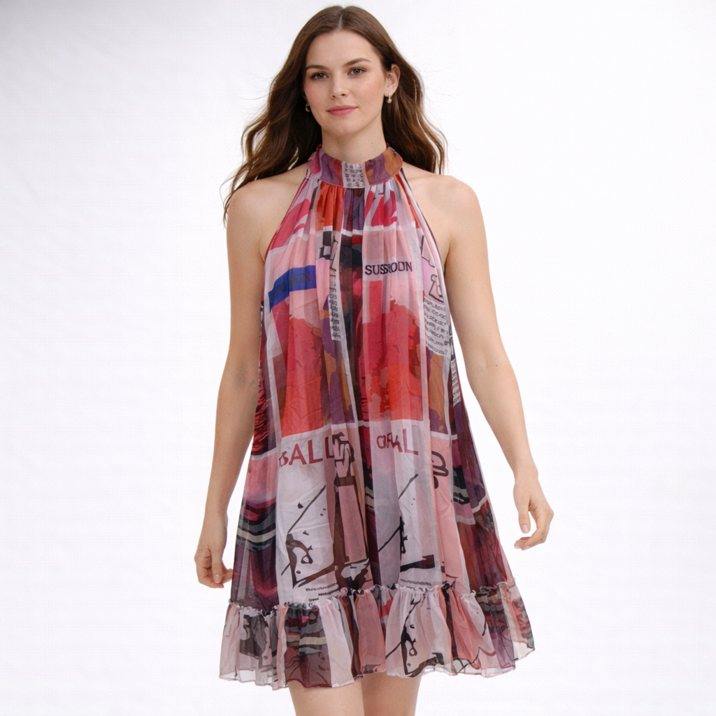 Halter Neck Drop Mini Dress