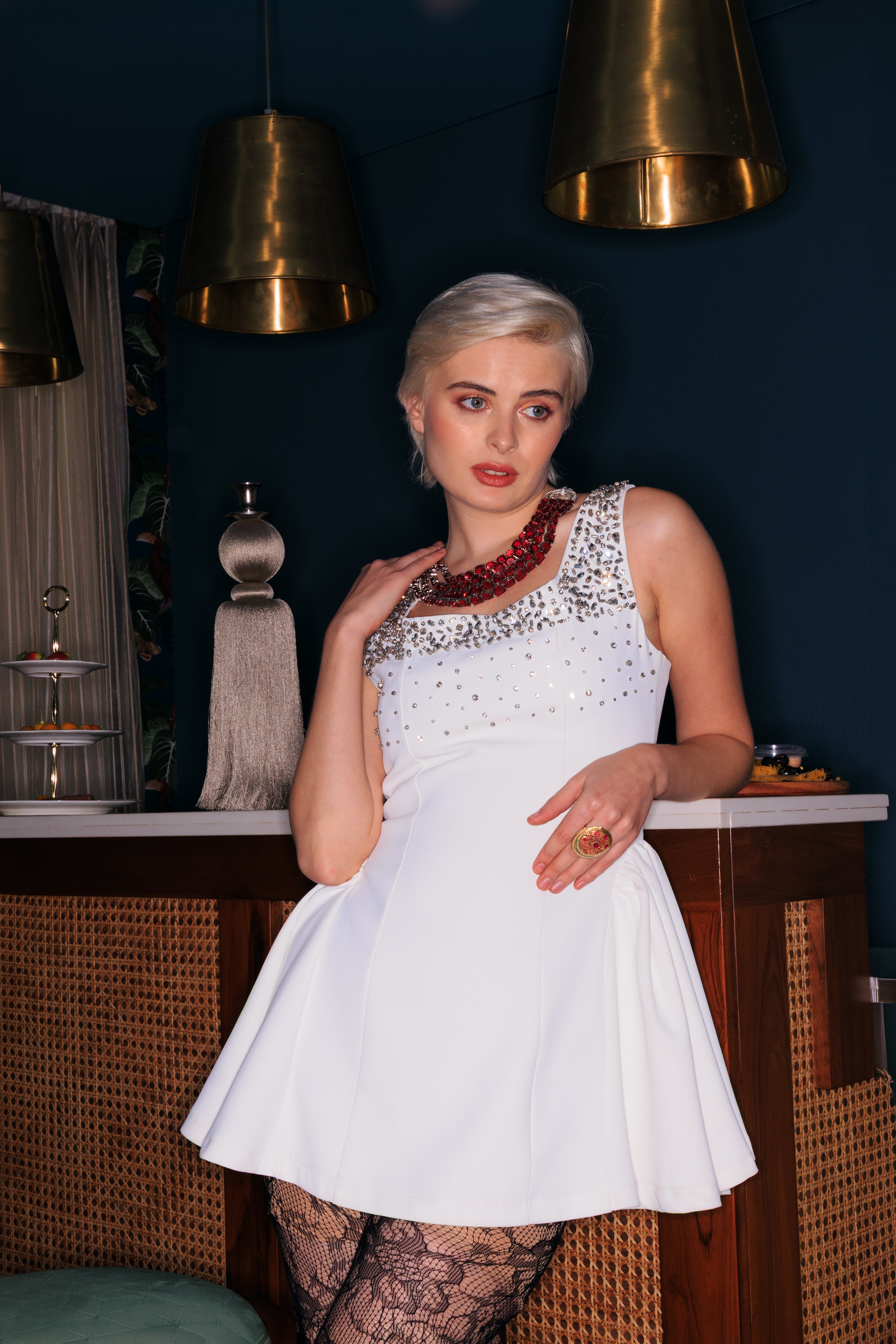 WHITE SHORT SKATER DRESS