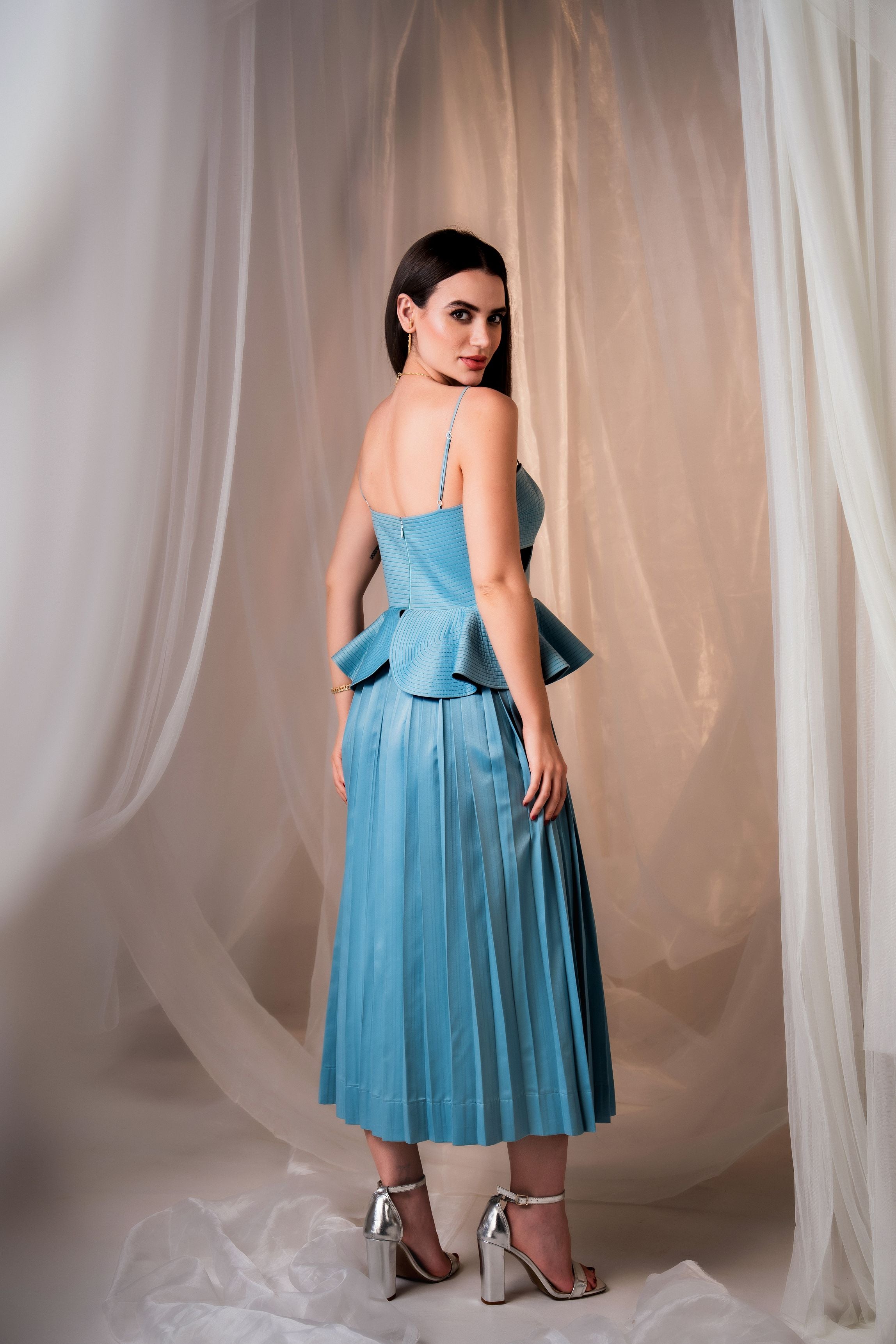 The ‘Head-Turner’ Peplum Pleated Dress