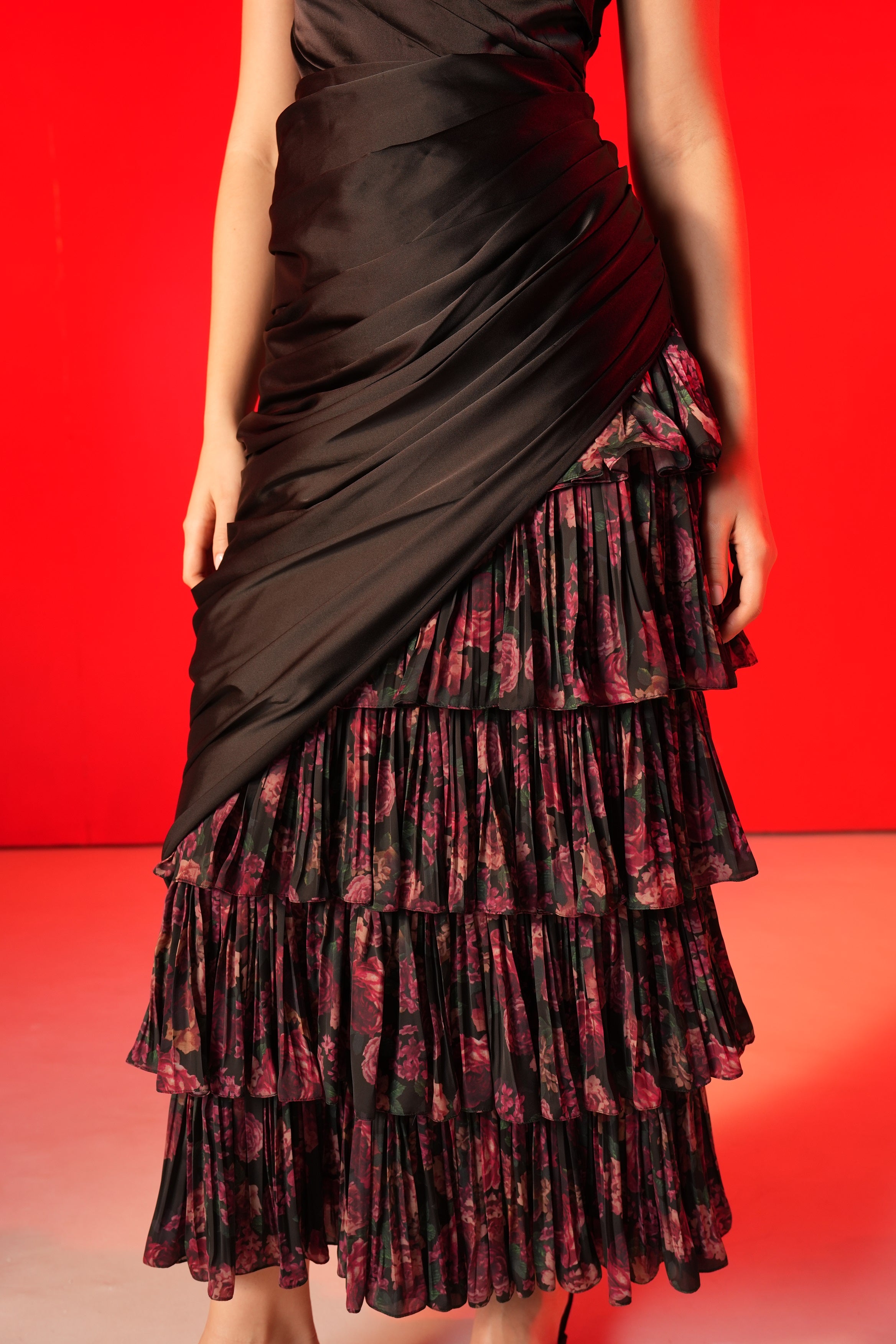 The ‘Merger’ Draped & Tiered Midi Dress
