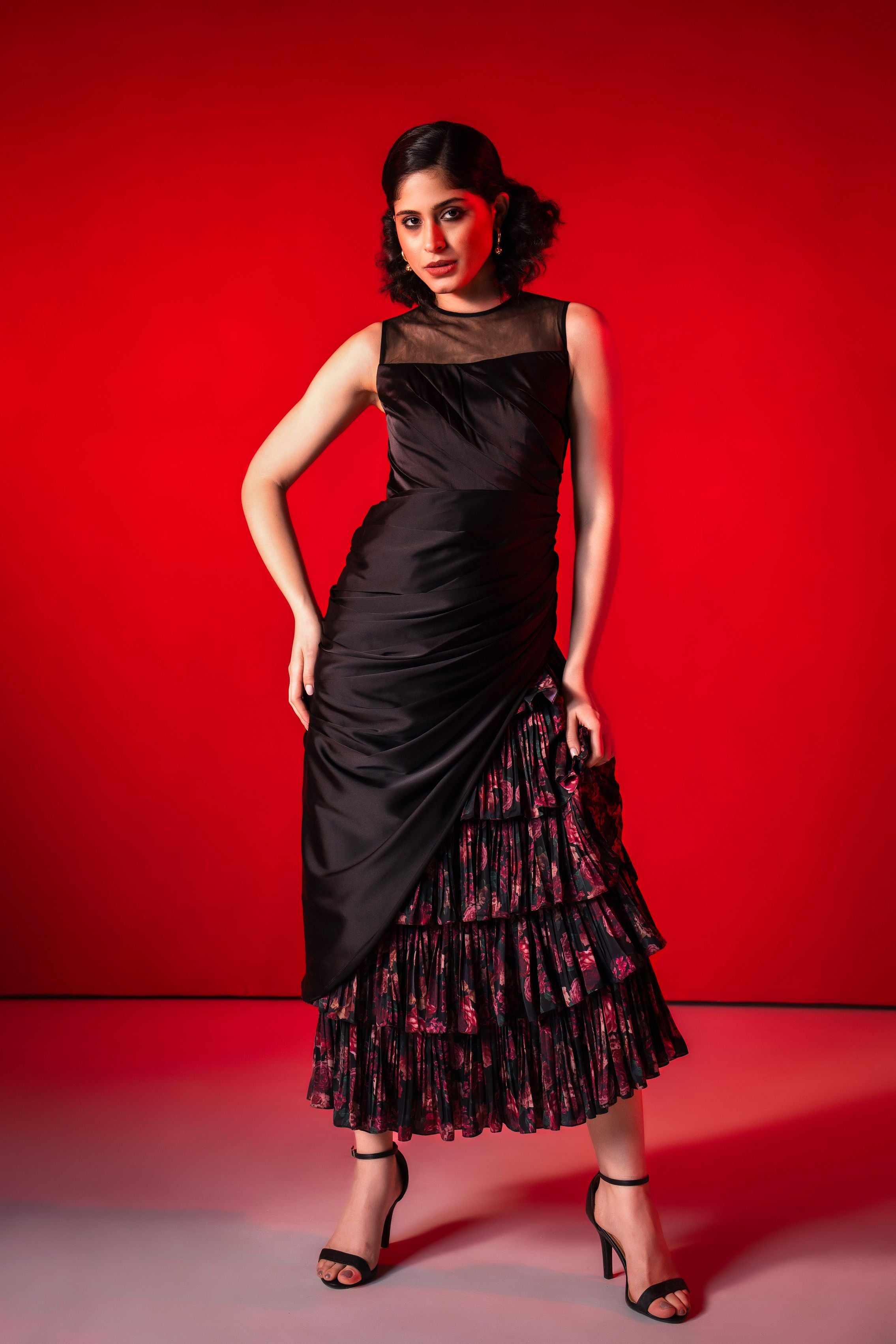 The ‘Merger’ Draped & Tiered Midi Dress