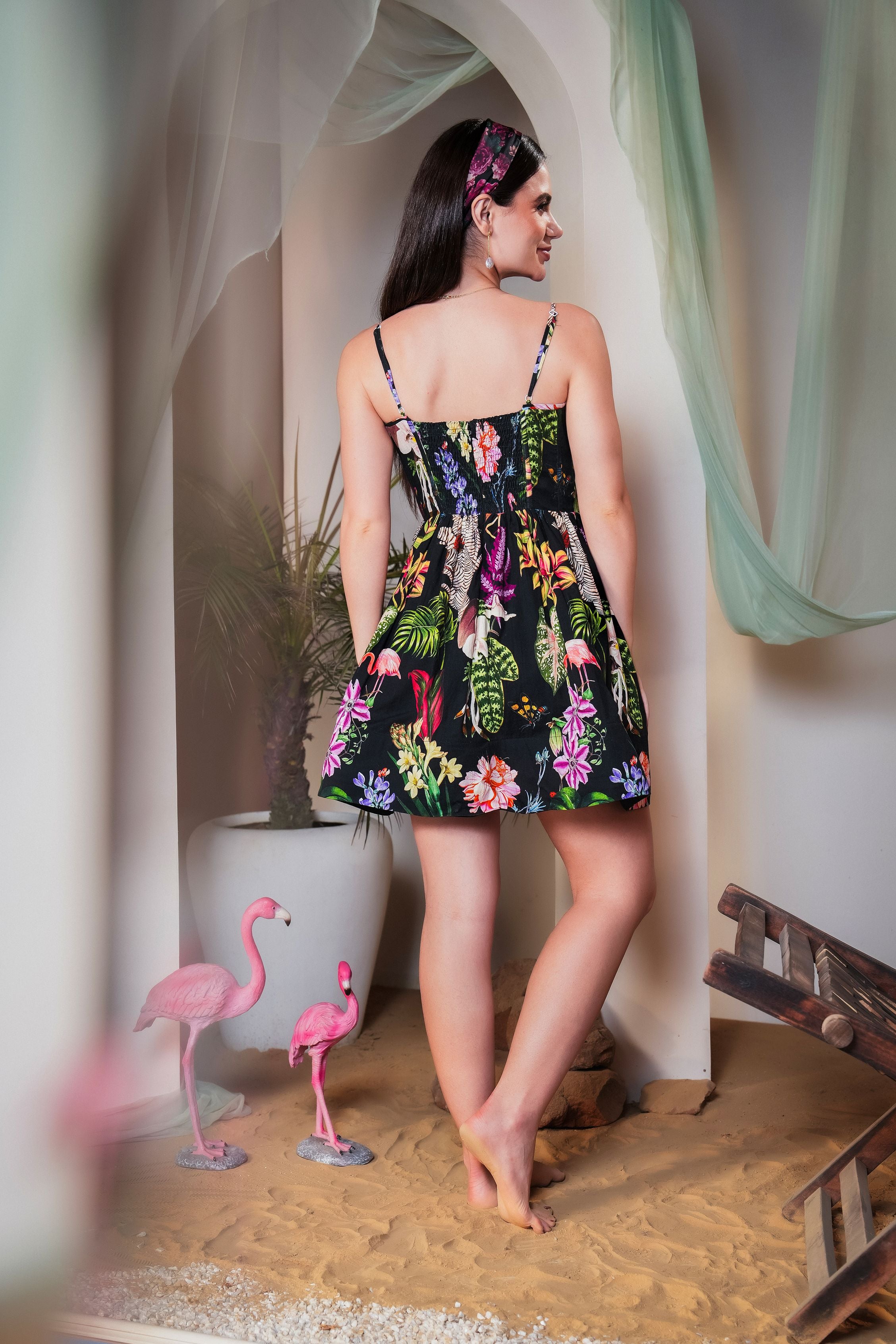 Ebony Bloom Corset Mini Dress
