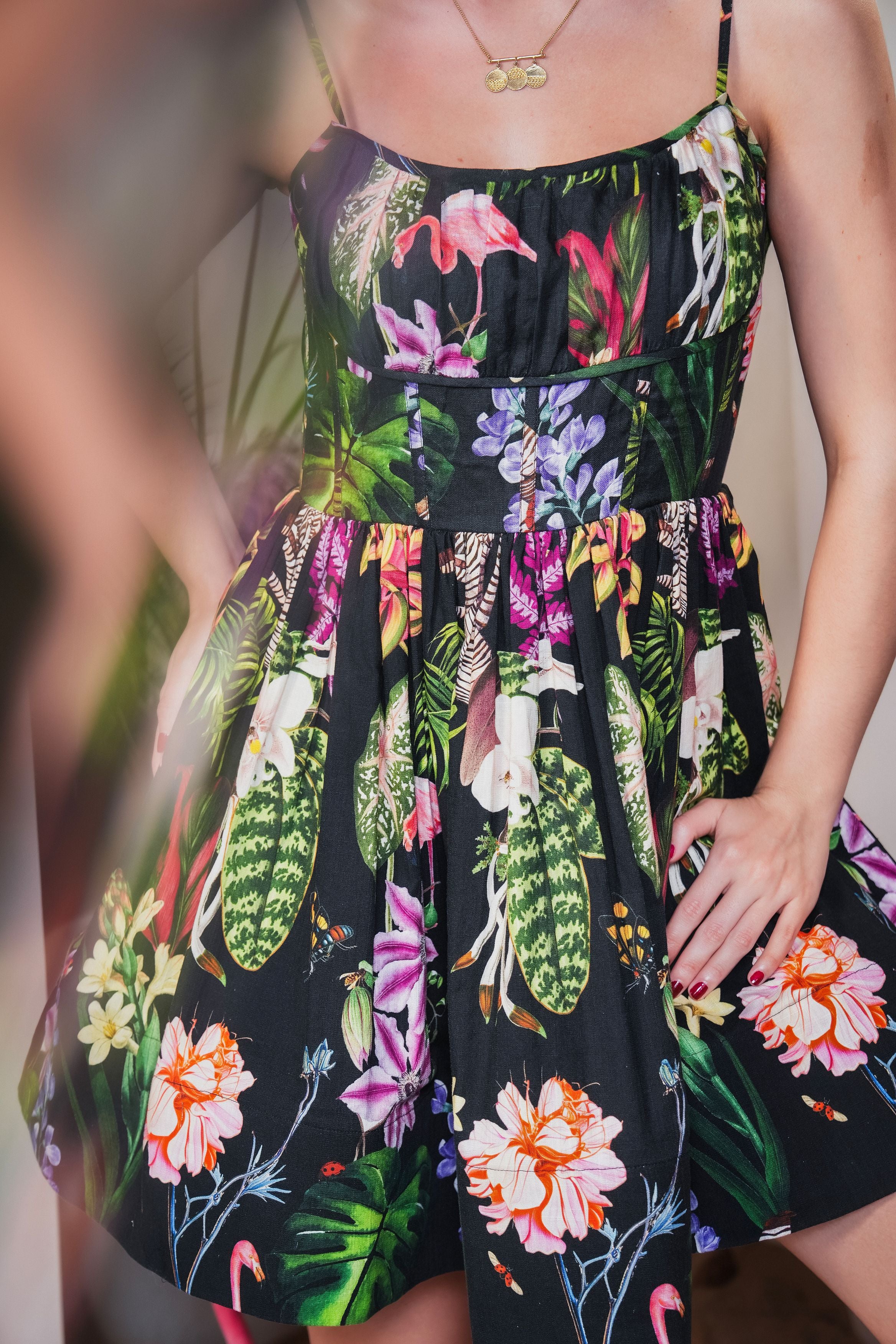 Ebony Bloom Corset Mini Dress