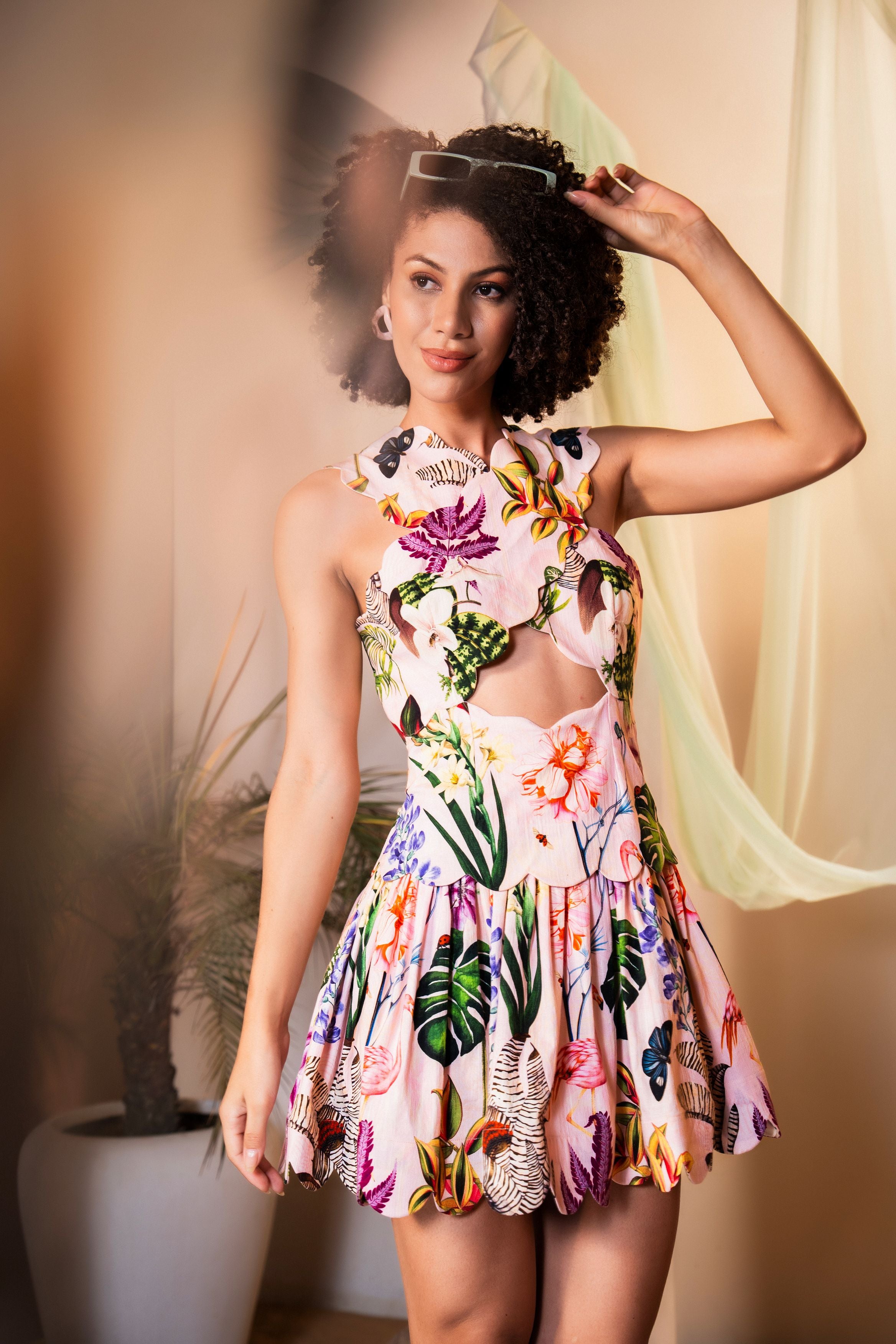 Ivy Cross Halter Cutout Mini Dress