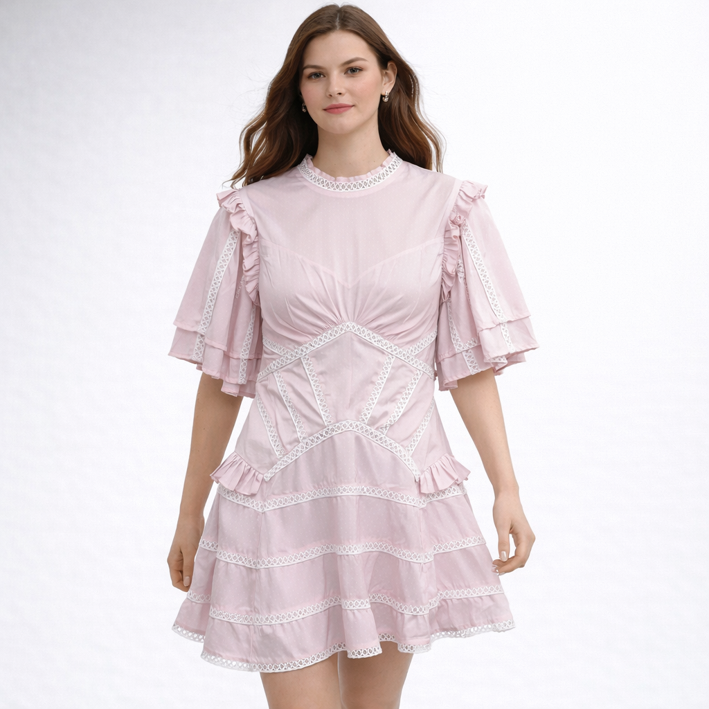 Fit & Flare Lace Panel Dress