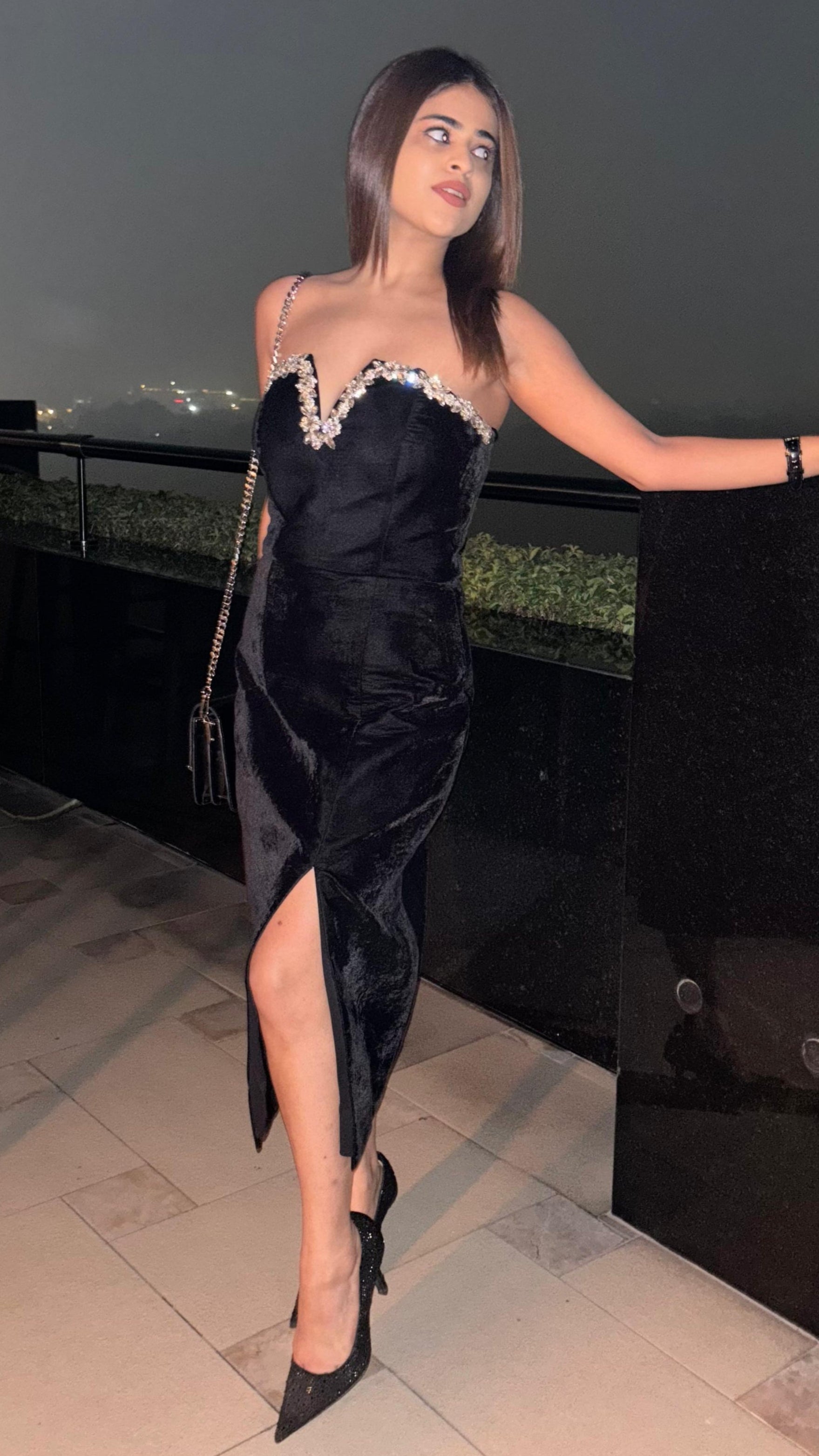 Embellished Bodycon Velvet Dress