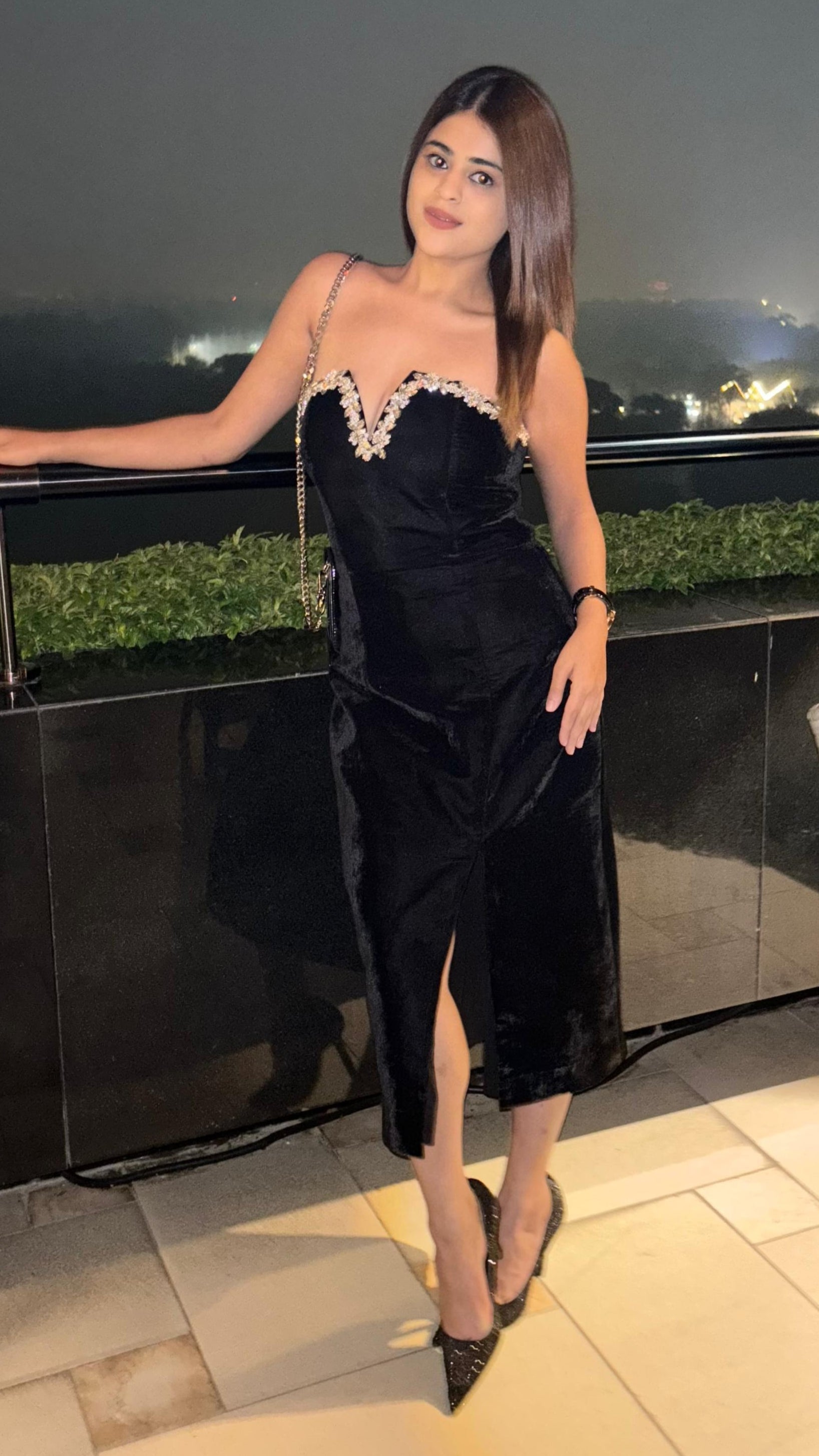 Embellished Bodycon Velvet Dress