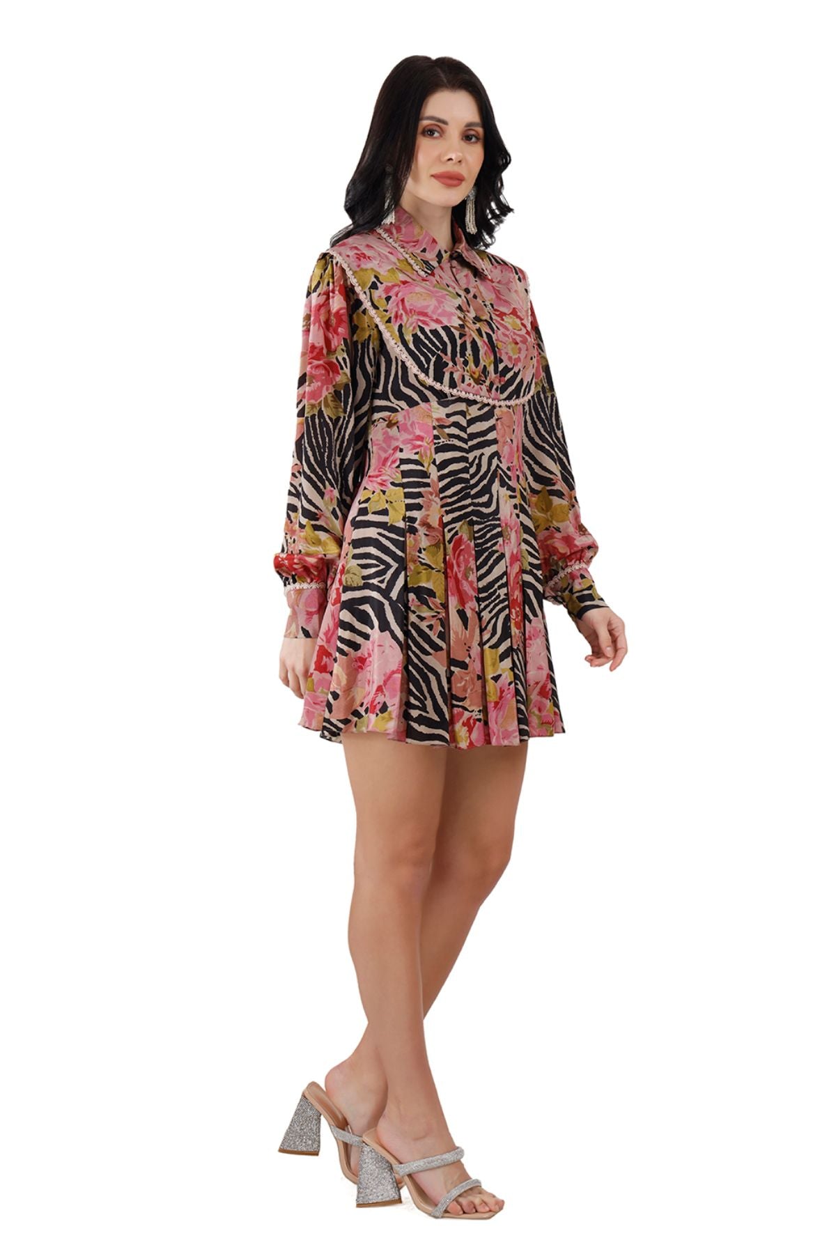 Ani Floral Pleated Mini Dress