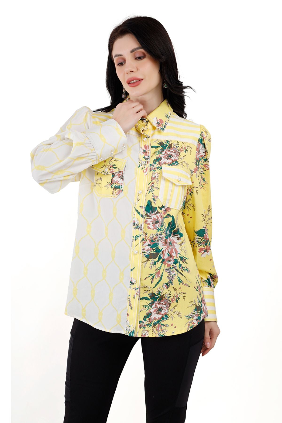 Yellow Color Block Shirt