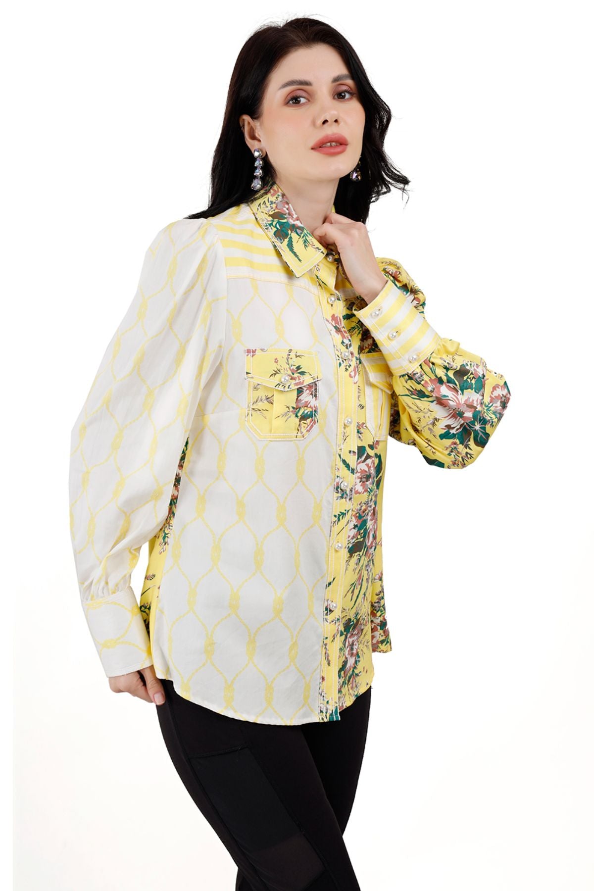 Yellow Color Block Shirt
