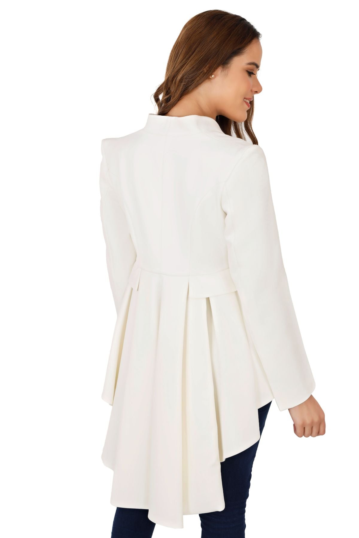 White Hi Low Peplum Tailcoat