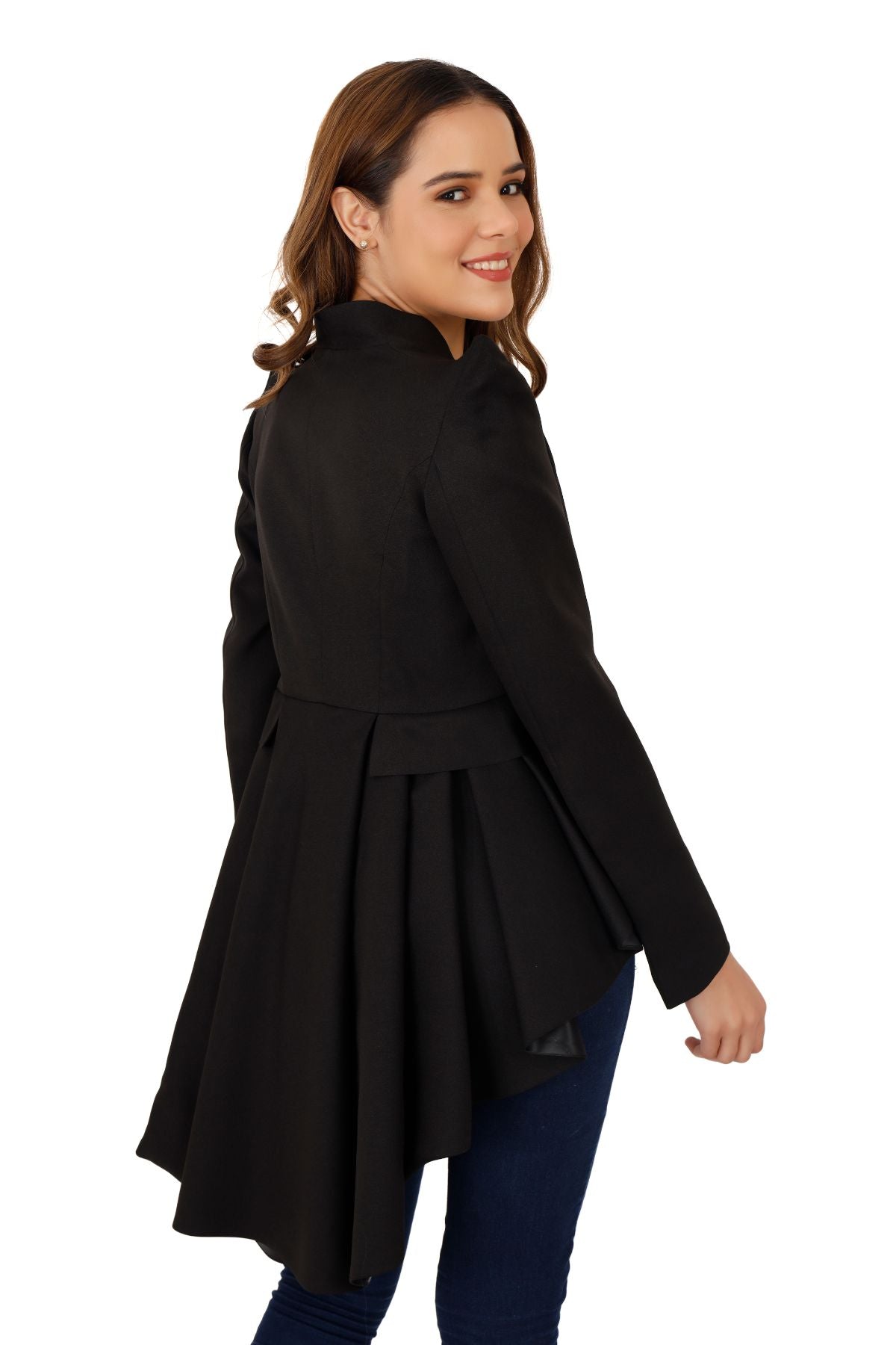 Black Hi Low Peplum Tailcoat