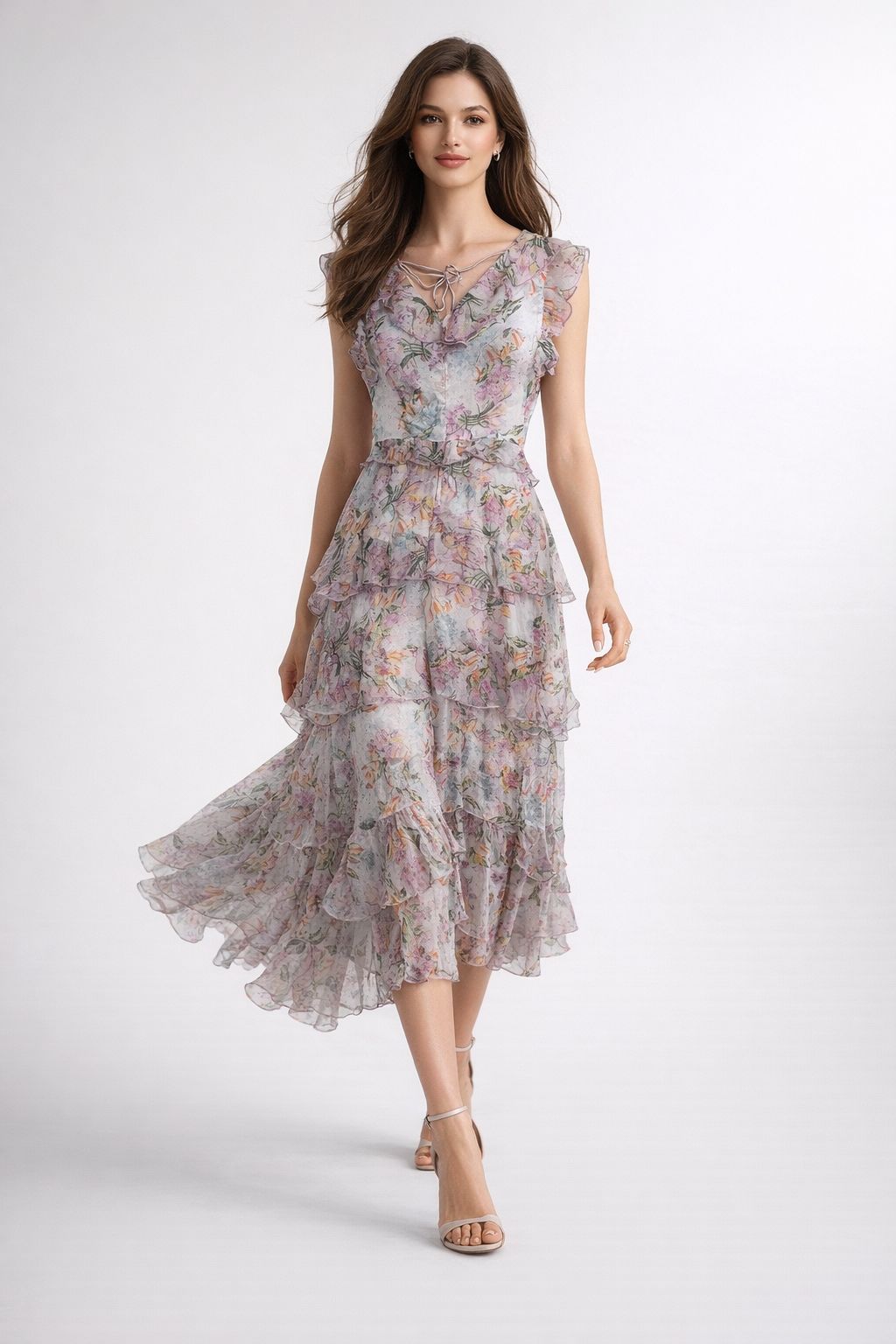 Floral Tiered Midi Dress
