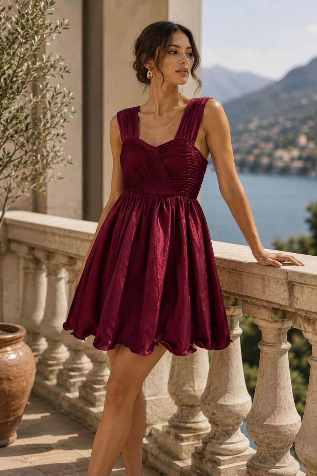 RED SKATER FIT DRESS