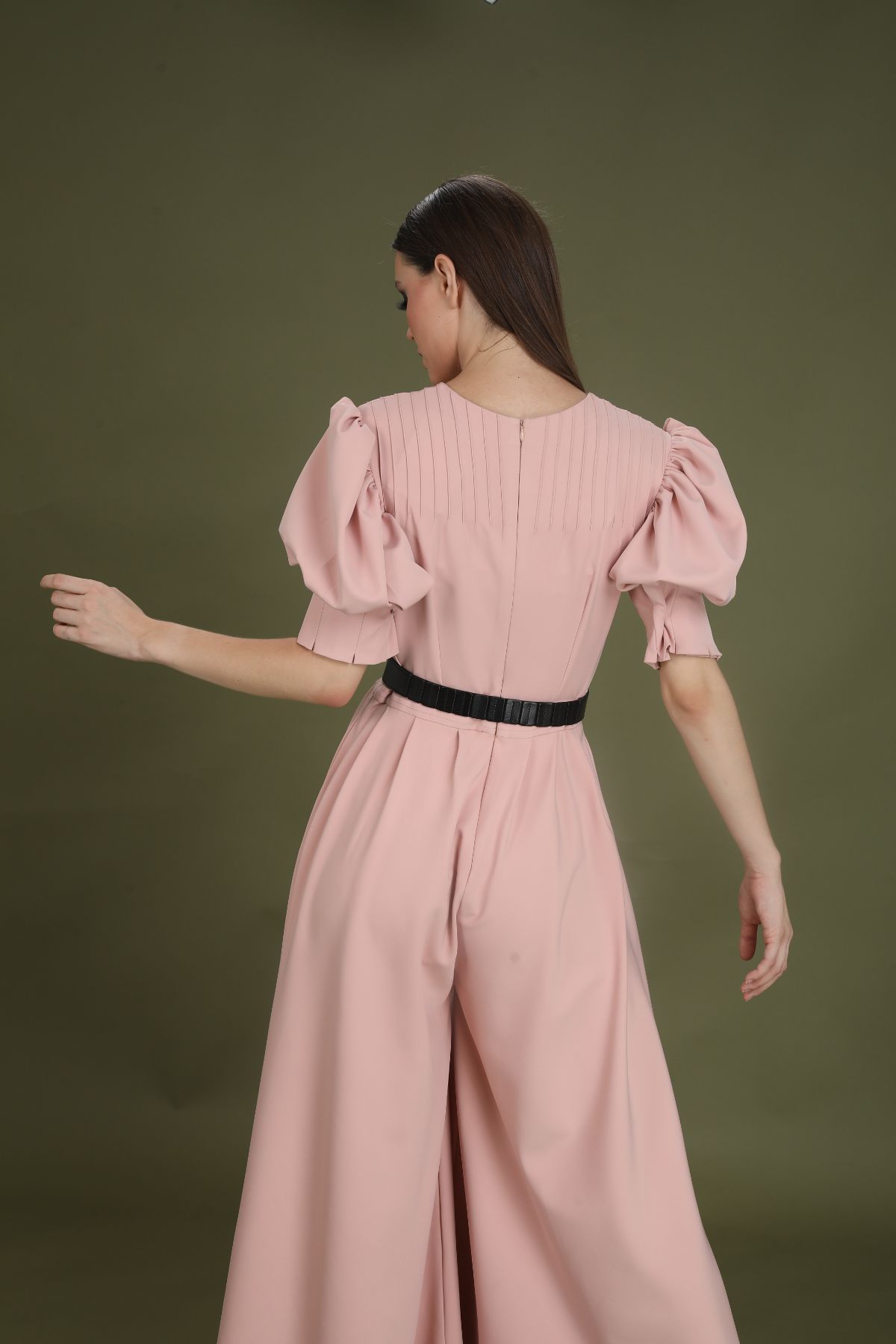 Pink Puff Sleeve Wide Leg Jumpsuit