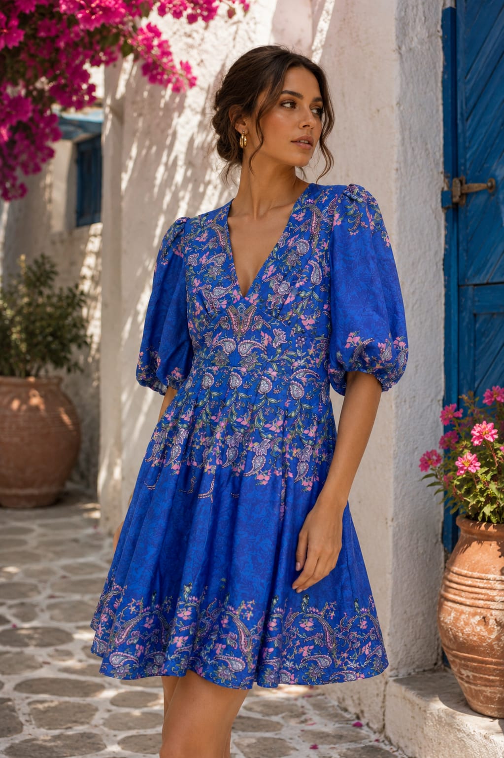 BLUE SKATER FIT DRESS