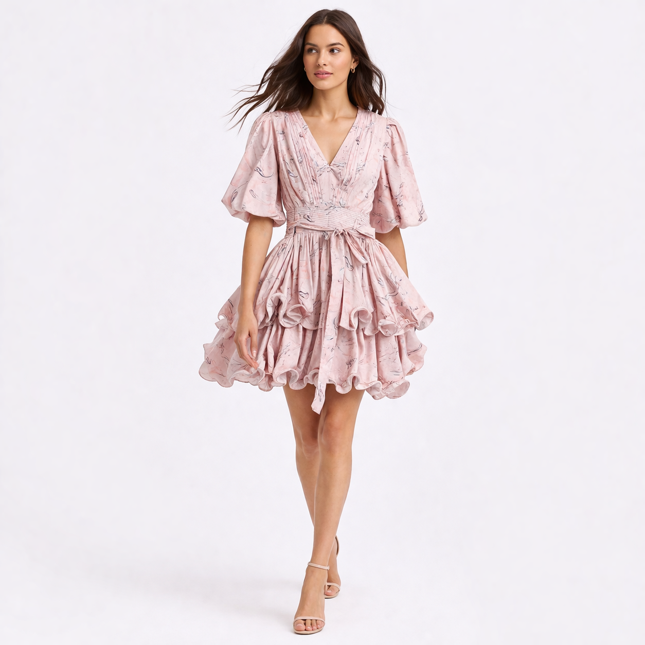 Blush Sculpted Ruffle Dress
