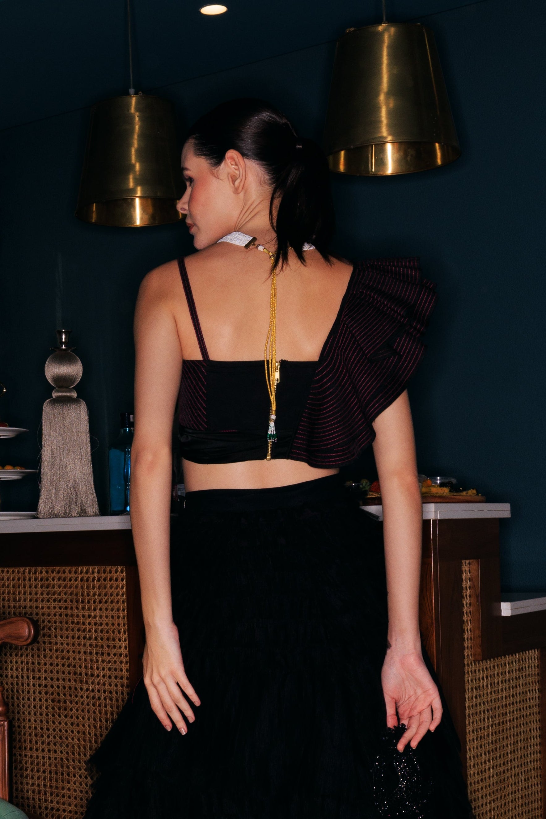Inclined Ruffled Crop Top