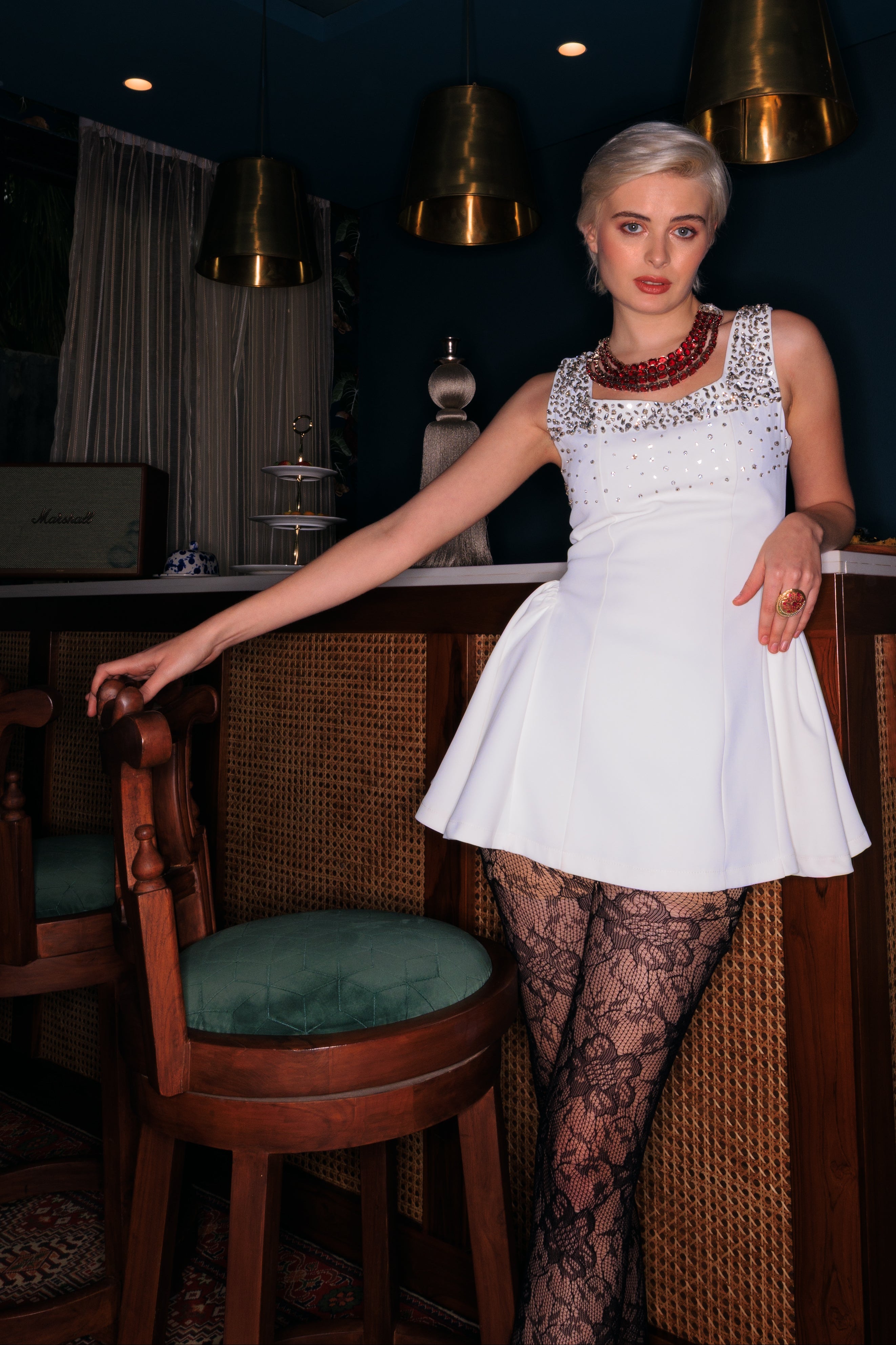 WHITE SHORT SKATER DRESS
