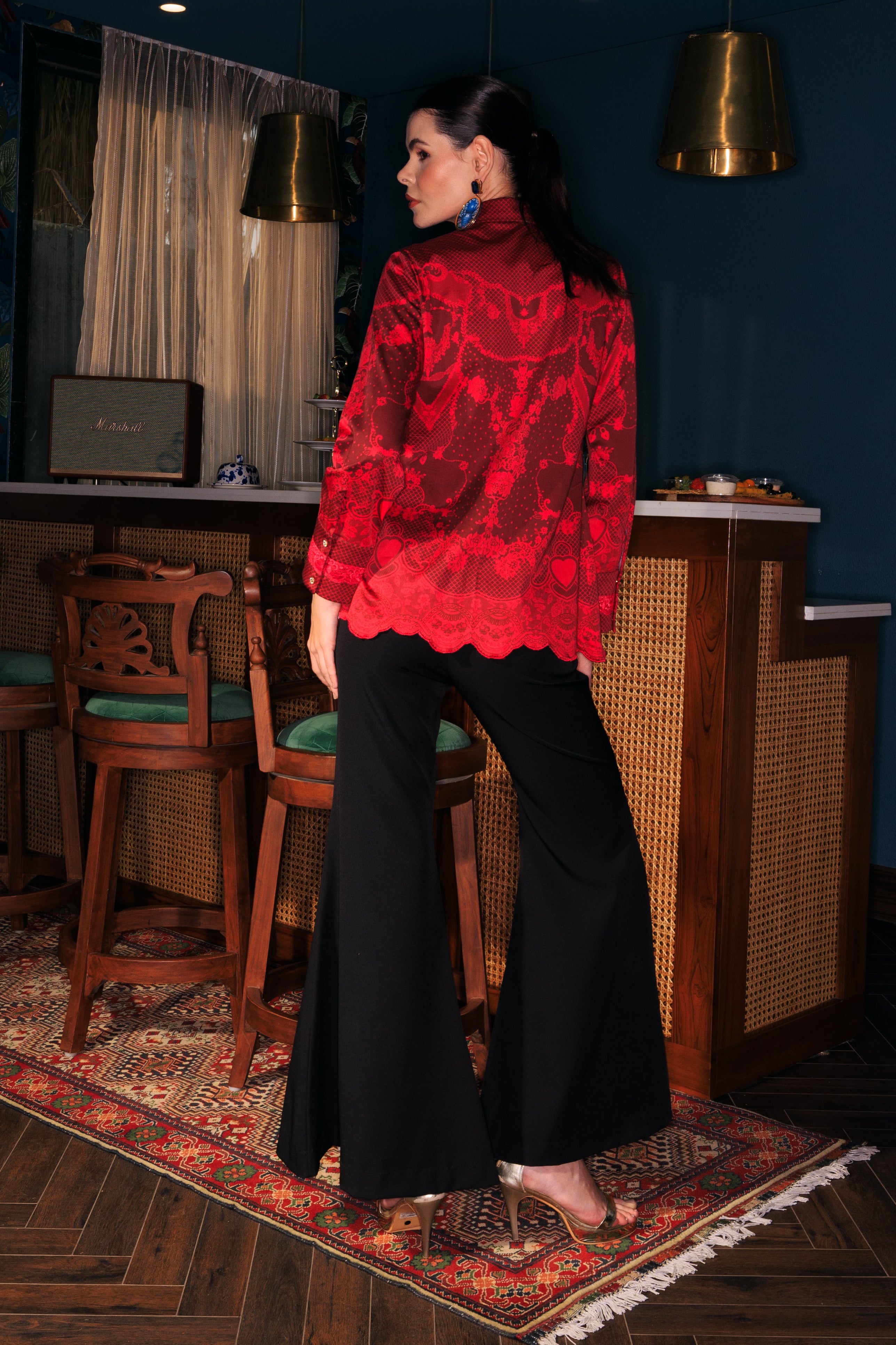 ROUGE LACE SHIRT SET