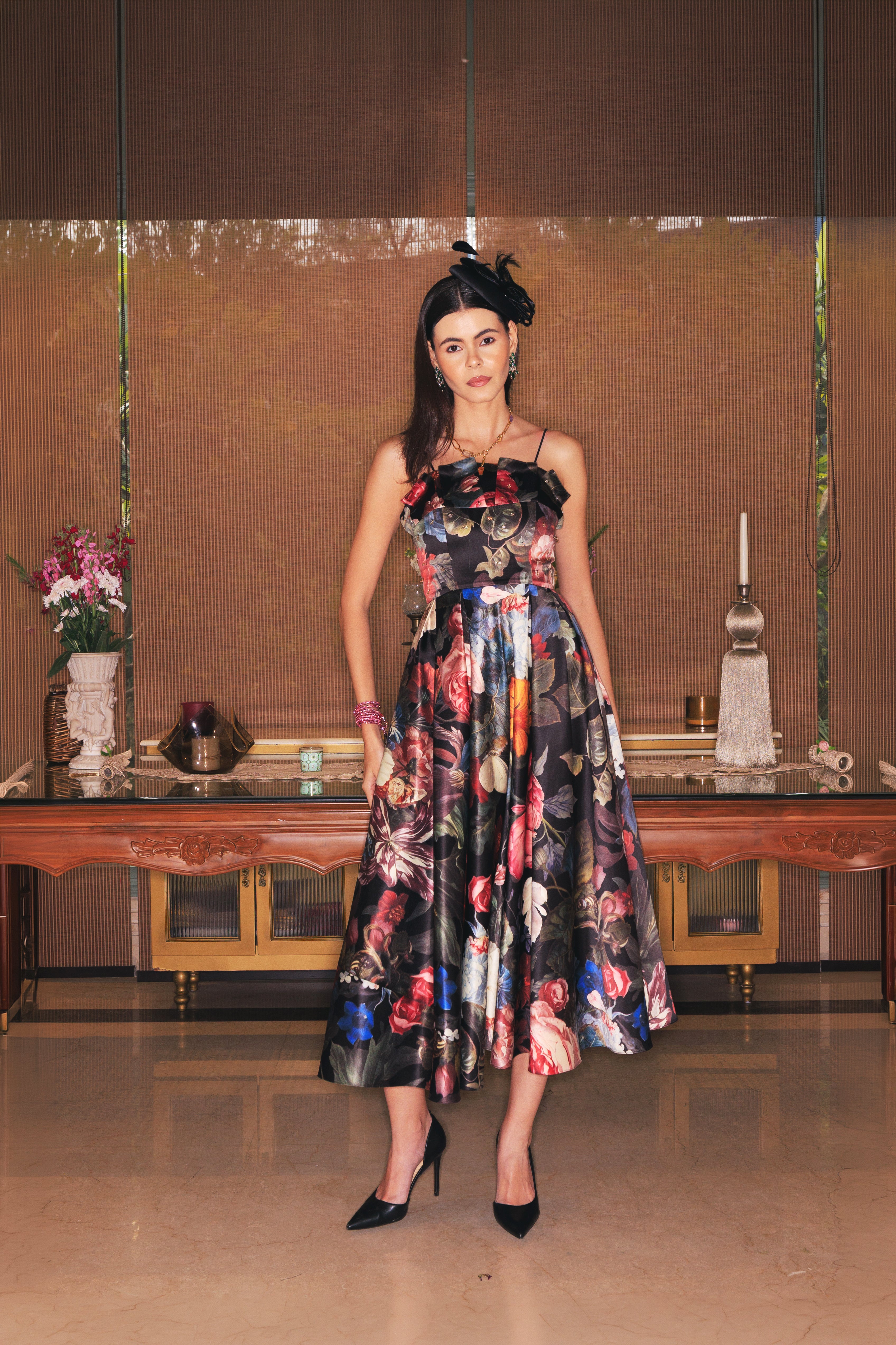 FLORAL BUSTIER GOWN