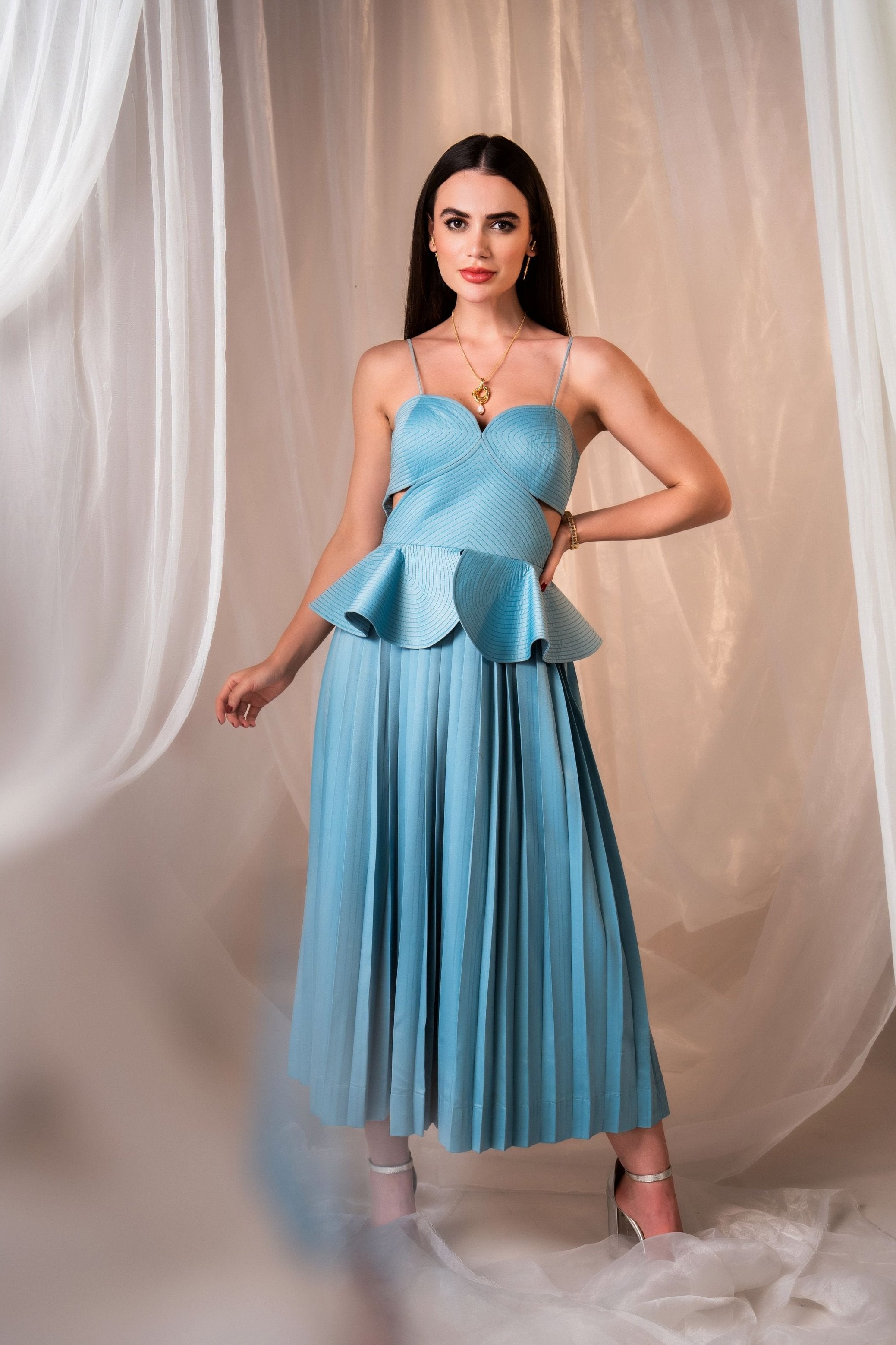 The ‘Head-Turner’ Peplum Pleated Dress