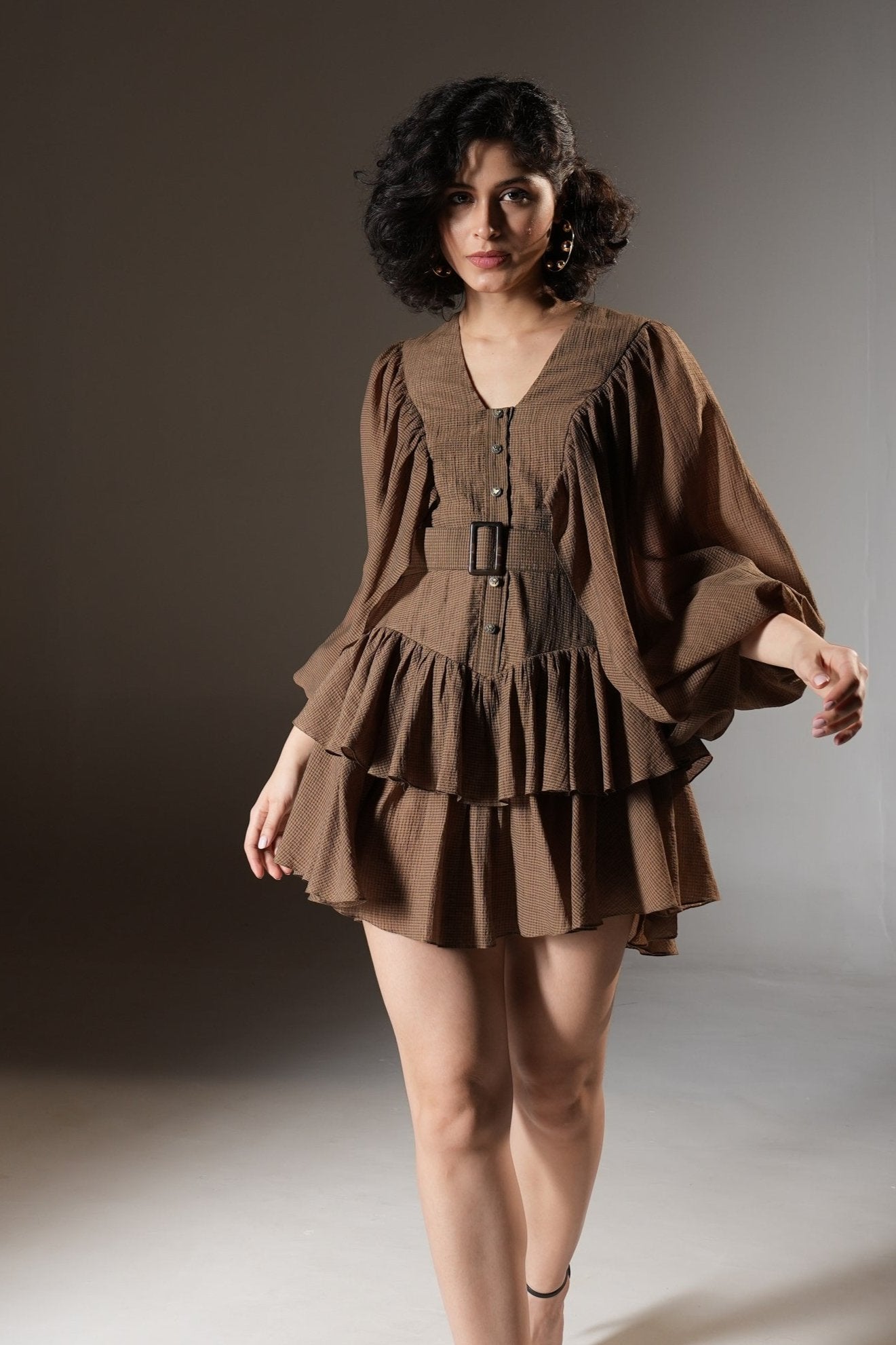 Riviera Draped Dress - Nut Brown