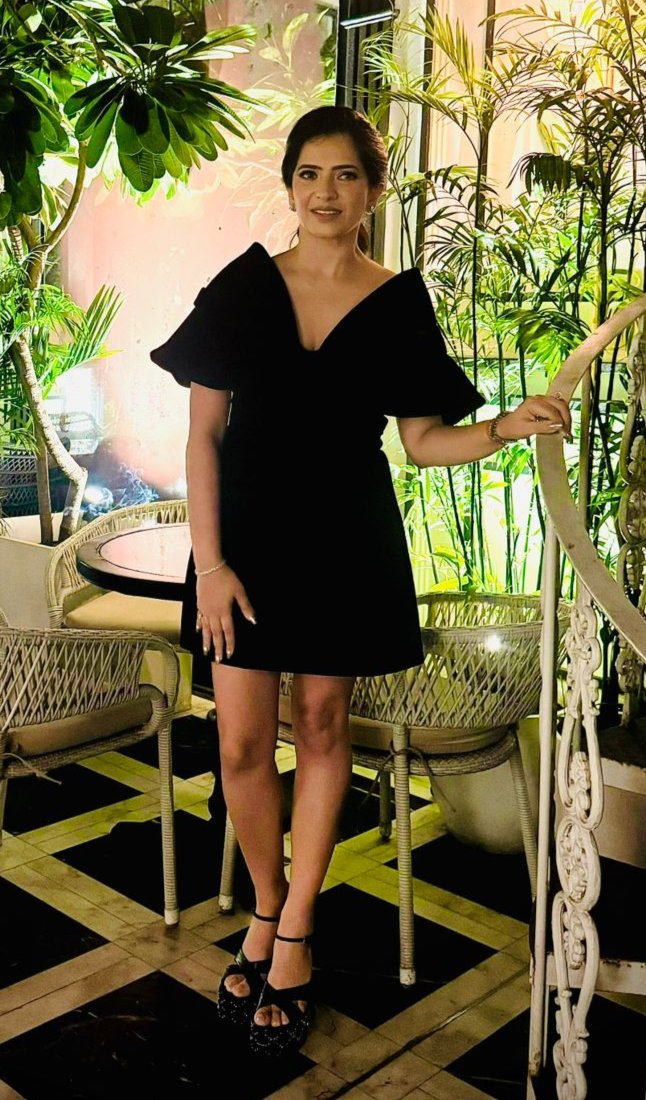 Black Velvet Exaggerated Shoulder Mini Dress