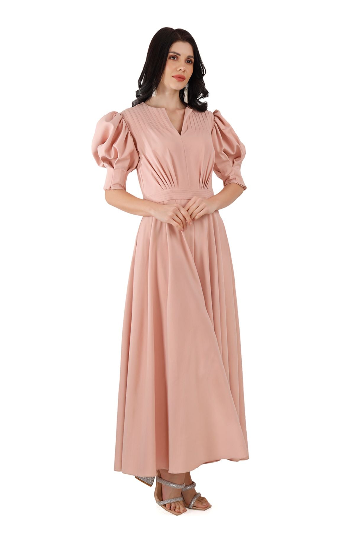 Pink Puff Sleeve Wide Leg Jumpsuit