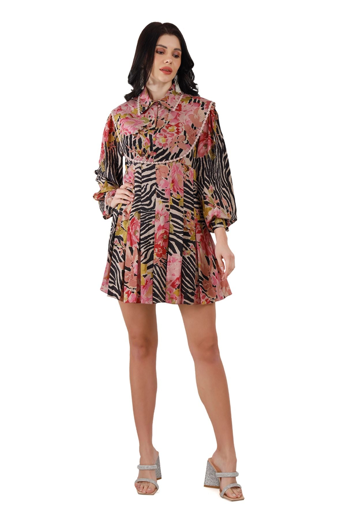 Ani Floral Pleated Mini Dress