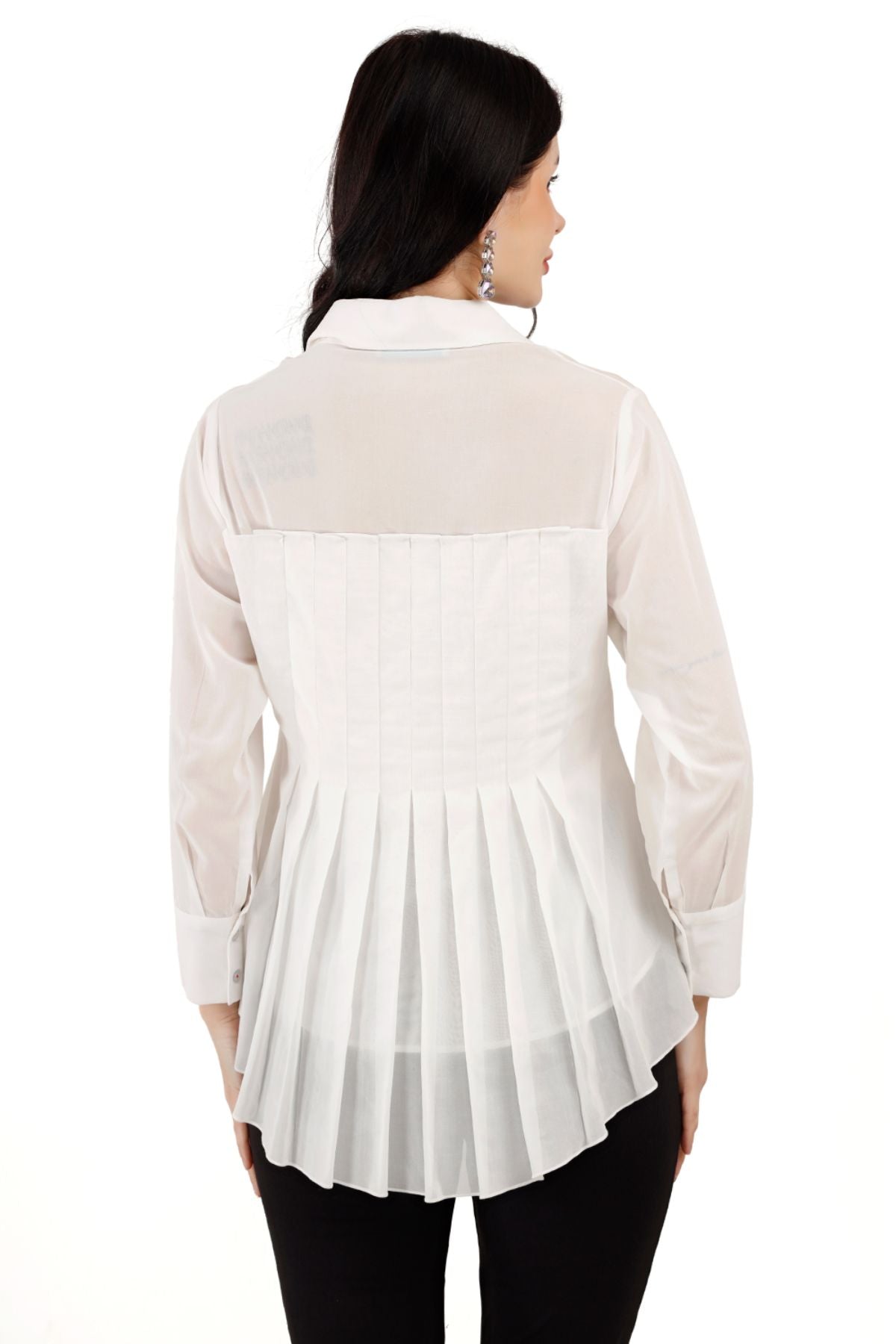 White Box Pleated Asymmetric Shirt