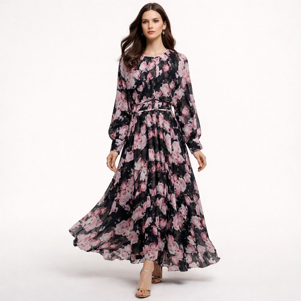 Midnight Rose Flow Dress