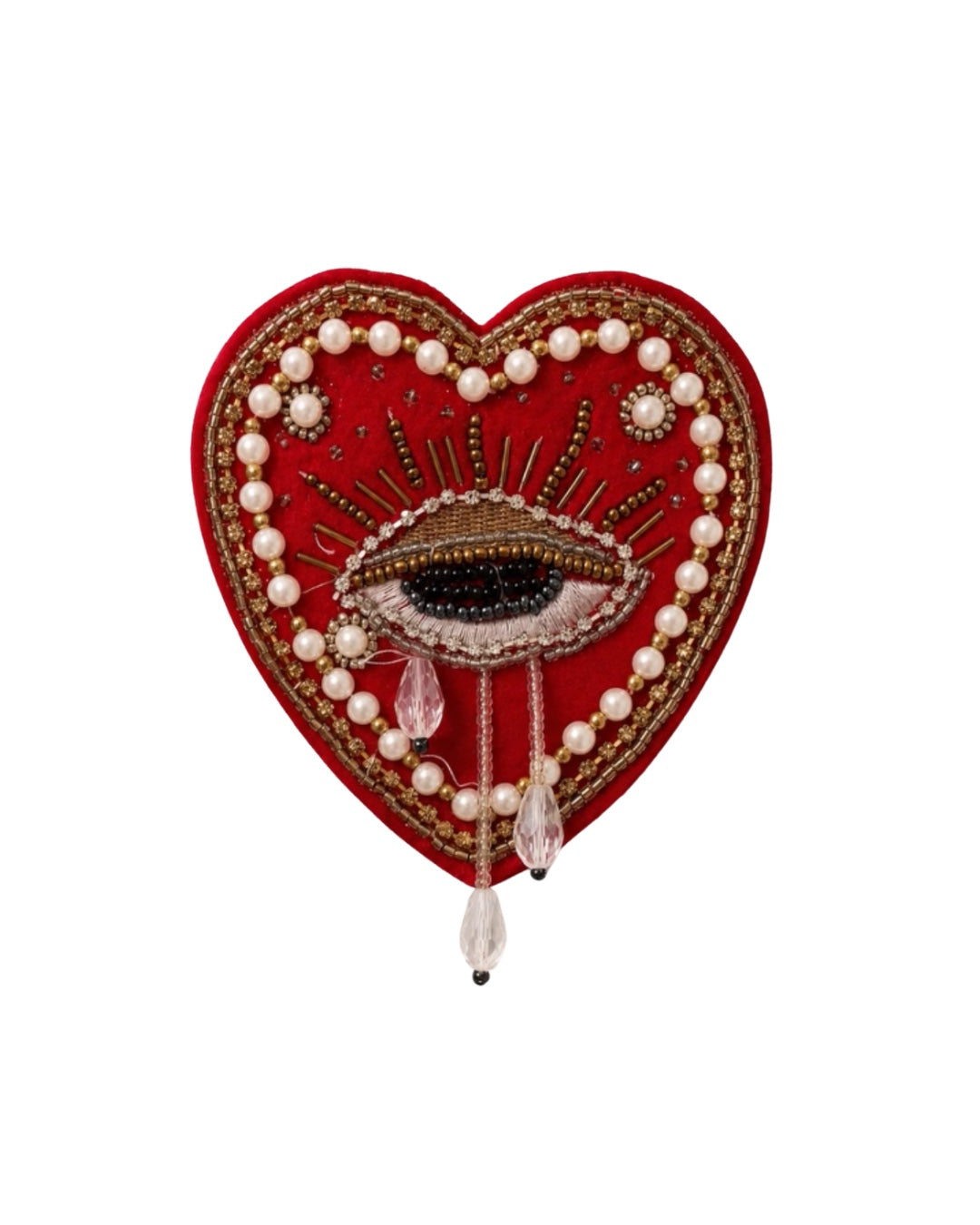 Scarlet Eye Heart Brooch