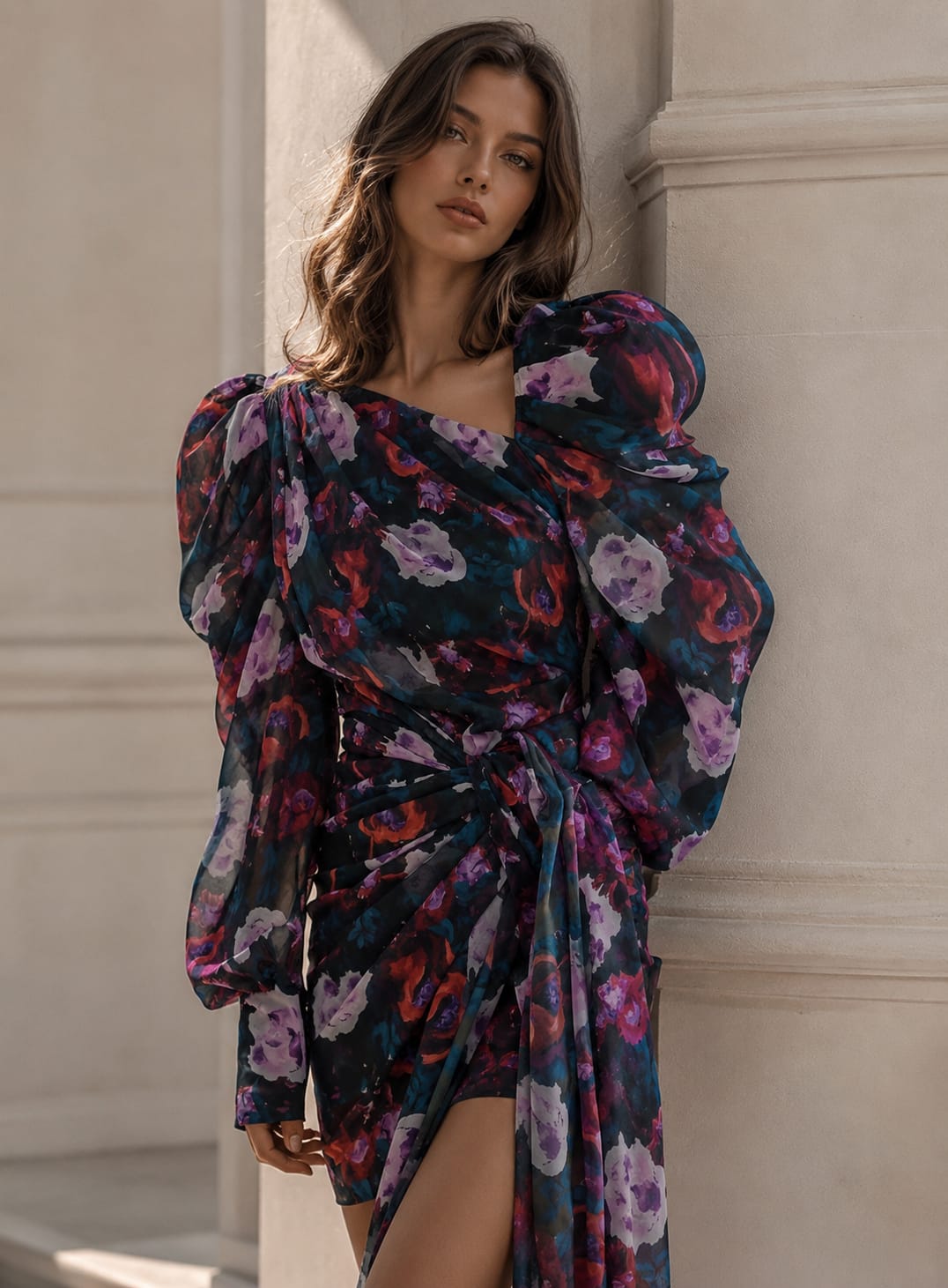 NOIR JARDIN DRAPED MINI DRESS
